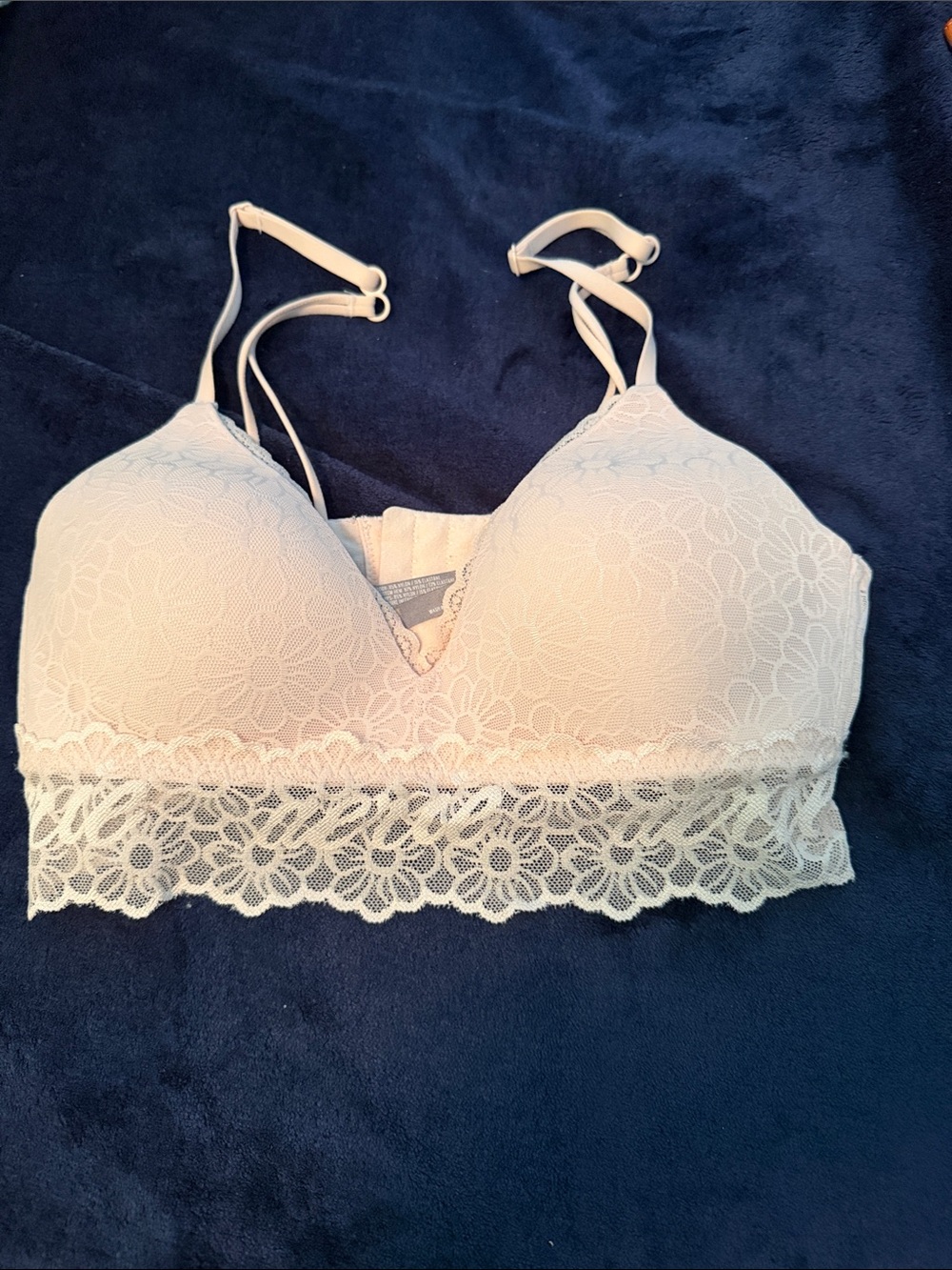 aerie Light Pink Floral Lace Longline Bralette